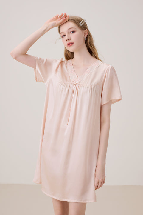 Camisón 100% Seda Mujer Rosa Ostra